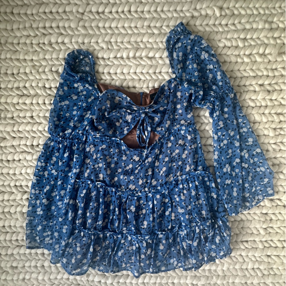 Majorelle Ailish Mini Dress in Blue Ditsy Size Small